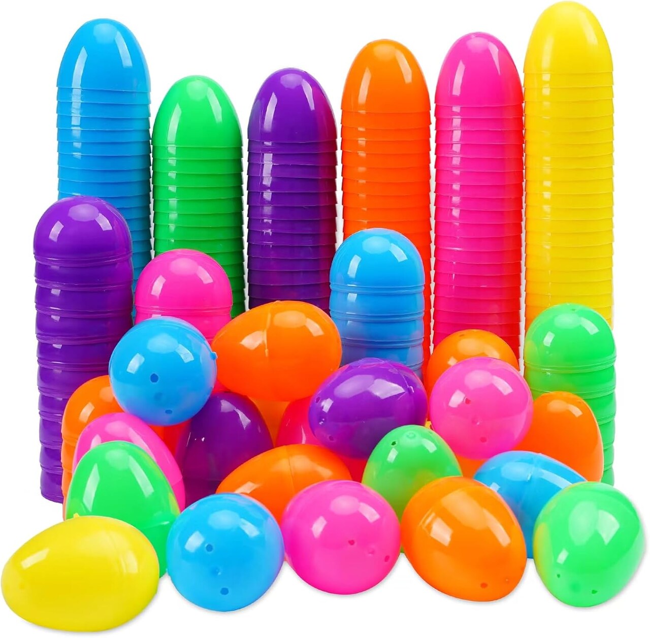 500 Pcs Easter Eggs,2.35" Assorted Bright Colors Plastic Easter Eggs for Easter Hunt,Easter Themed,Decorations,Basket Stuffers Fillers